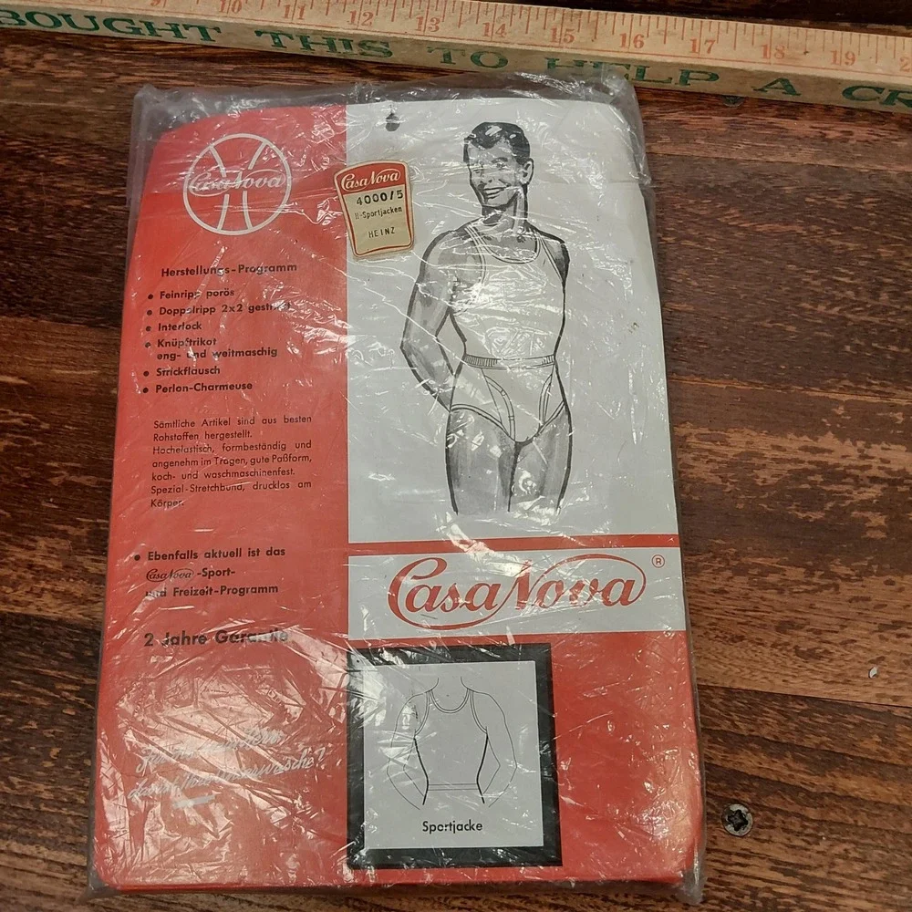 Vintage Casa Nova West Germany Sportjacke M Ribbed Tank Top White Size 5 NOS 60s